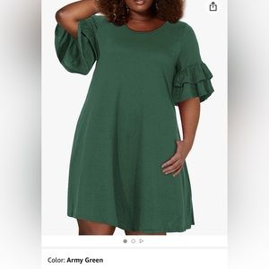 Nemidor Women's Ruffle Sleeve Plus Size Casual Swing Dress with Pockets-Size 18